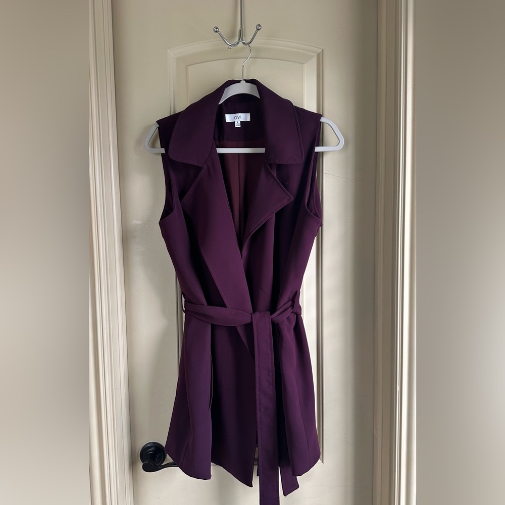 Women’s Ovi Sleeveless Vest with Belt; Dark Purple/Plum; Size L